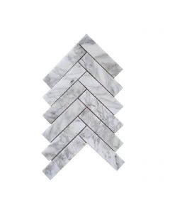 3.5x14.5x0.8 HERRINGBONE LARGE CARRARA WHITE HONED tile
