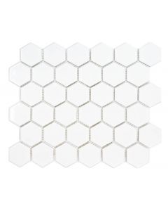 27.8x32.1 5x5 WHITE GLOSS BIG HEX MOSAIC tile